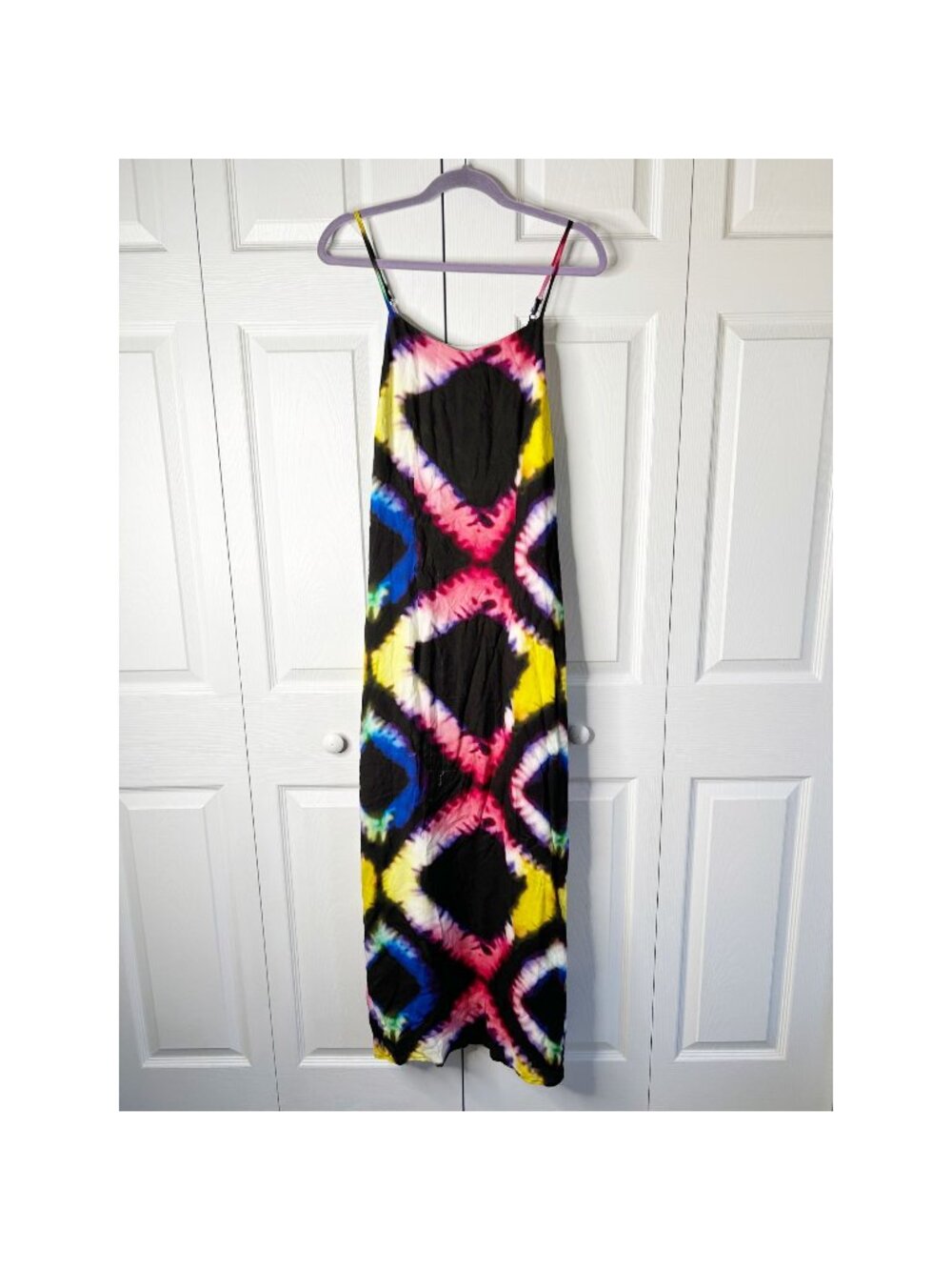 Busayo Collective Black Tie Dye Print Sleeveless Midi Dress Women's Size Medium